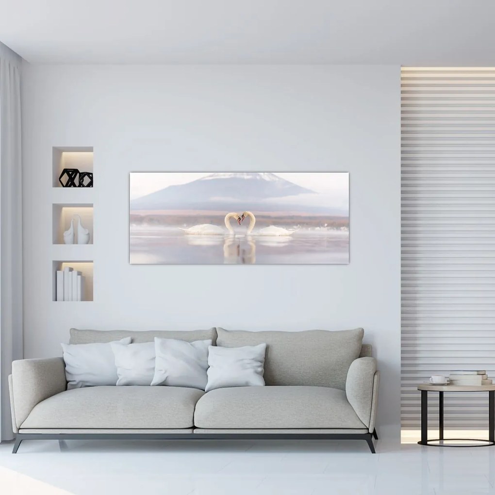 Tablou - Lebede îndrăgostite (120x50 cm)