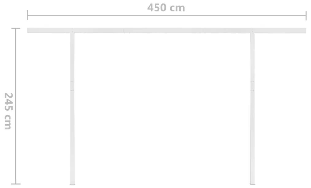 Copertina retractabila automat, cu stalpi, crem, 5x3 m Crem, 5 x 3 m