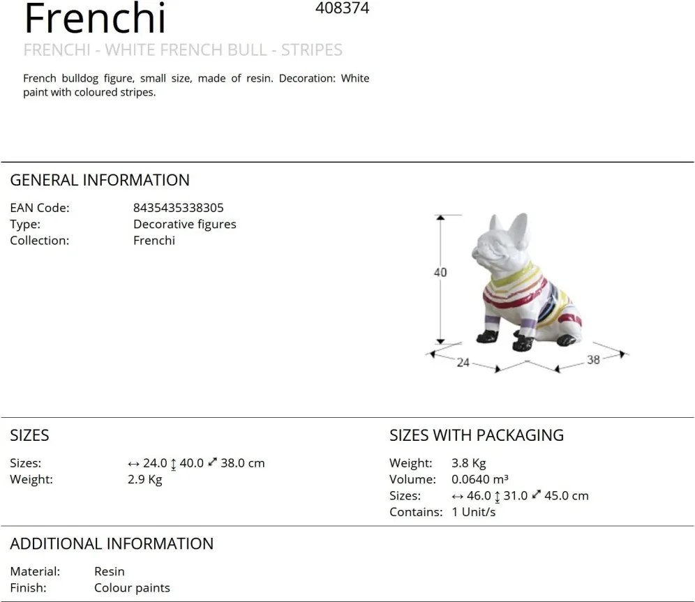 Figurina decorativa caine bulldog Frenchi