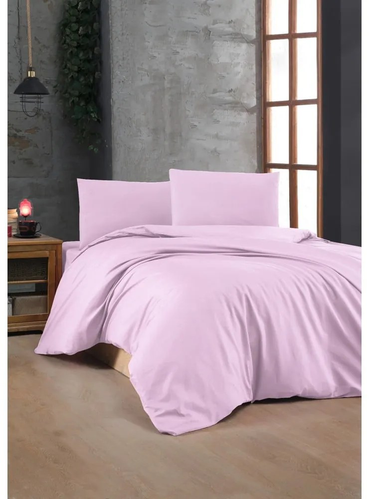 Lenjerie de pat roz-deschis din bumbac ranforcé pentru pat de o persoană 140x200 cm – Mijolnir