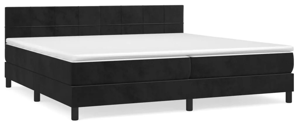 3141325 vidaXL Pat box spring cu saltea, negru, 200x200 cm, catifea