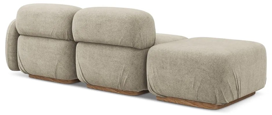 Șezlong modular bej cu tapițerie din țesătură bouclé (cu colț pe partea stângă) Ailani – Makamii