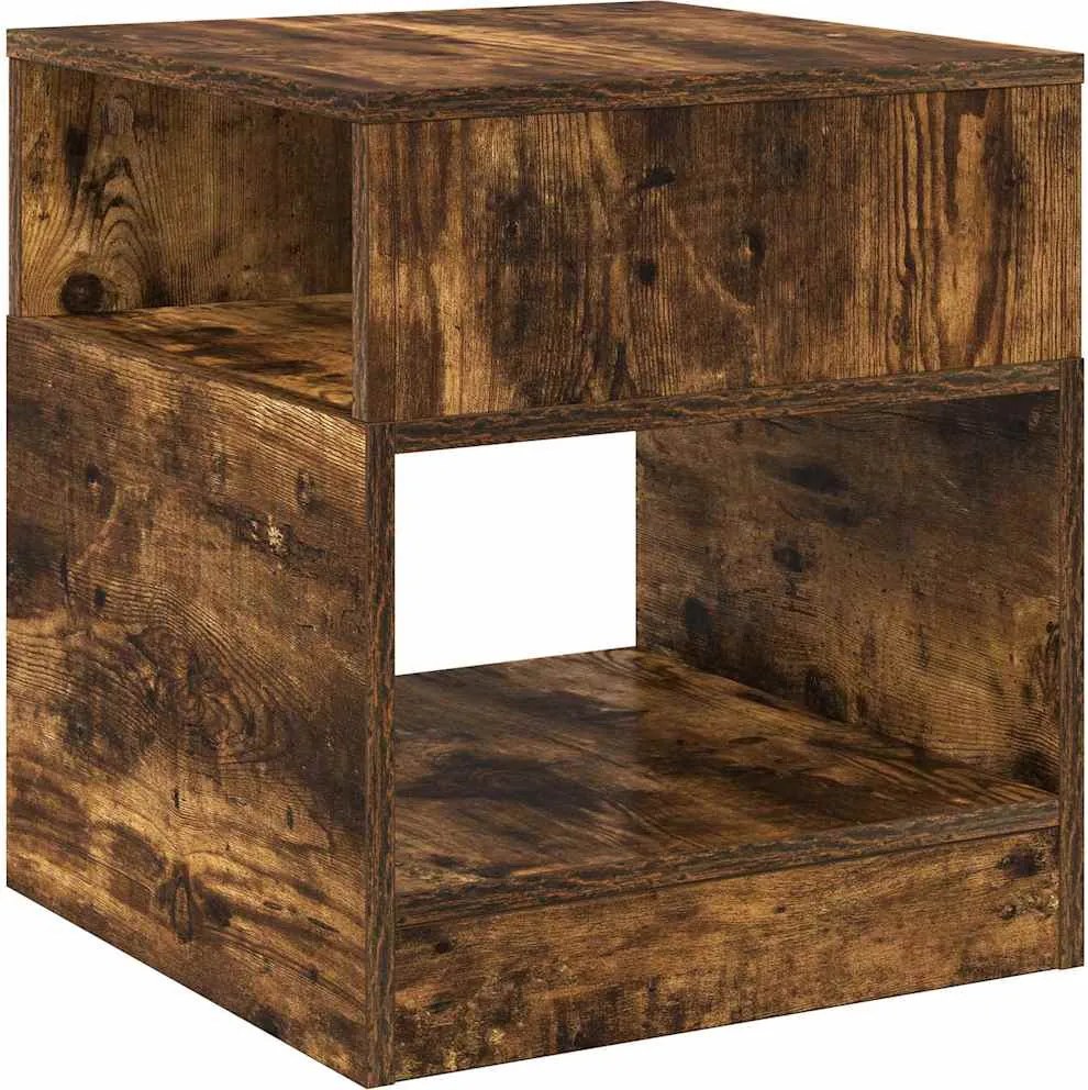 vidaXL Masă laterală Stejar fumuriu 40,5 x 40 x 45 cm Lemn compozit