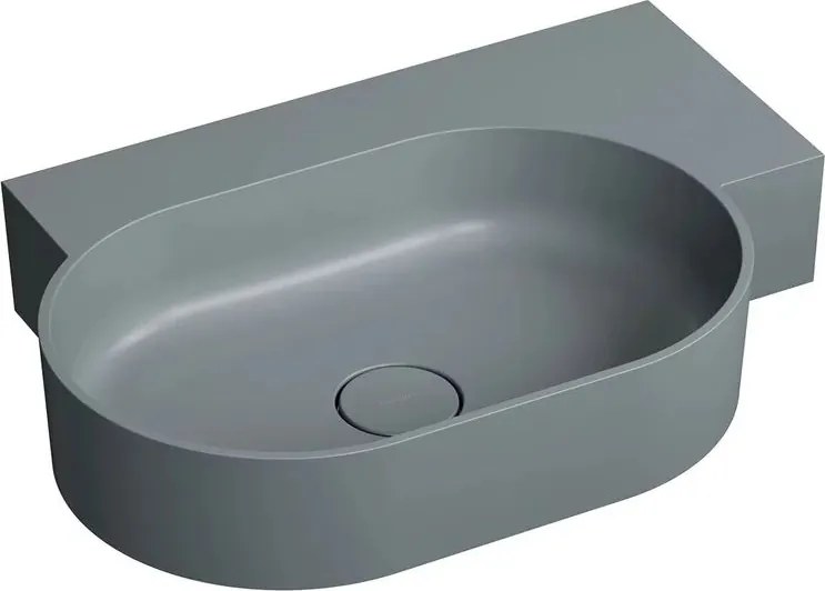 Lavoar suspendat Omnires Ovo M+ finisaj gri cenusa mat 64.5 cm dreapta