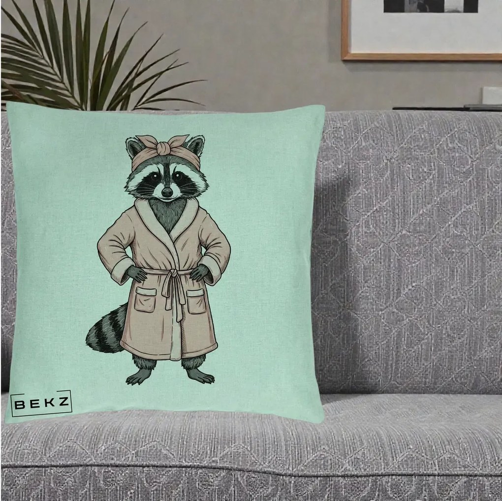 Perna Decorativa Albinuta Kawaii Vesela, 40x40 cm, Verde Menta, Husa Detasabila, Perna Inclusa, BEKZ®