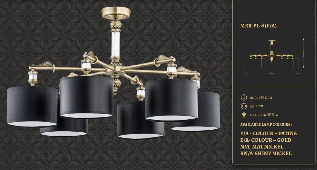 Lustra cu 6 brate eleganta design clasic MERANO