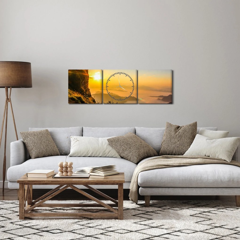 Tablou - Ceața de dimineață în vale (cu ceas) (90x30 cm)
