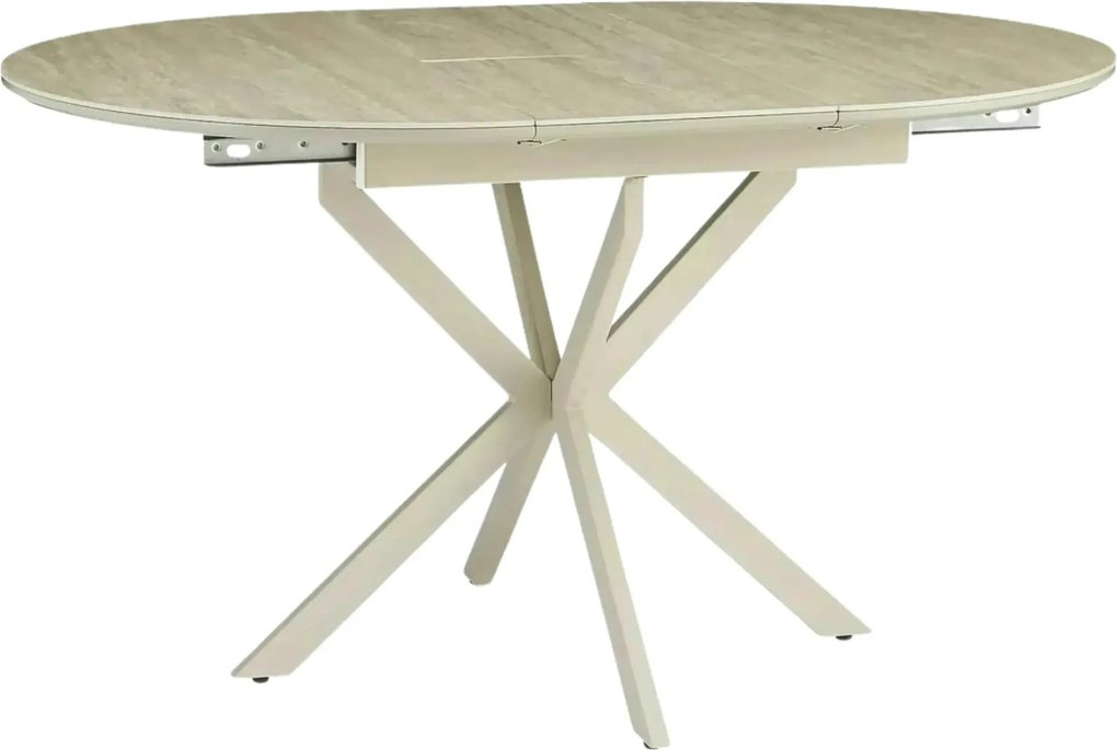 Masă extensibilă GASTON, bej/cașmir, ceramică/metal/MDF, 100–135x100x7