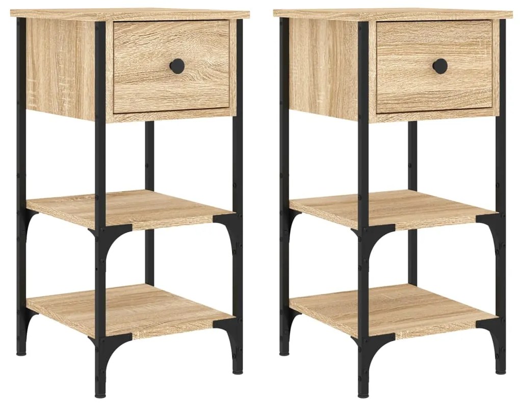 vidaXL Noptiere, 2 buc., stejar sonoma, 34x36x70 cm, lemn compozit