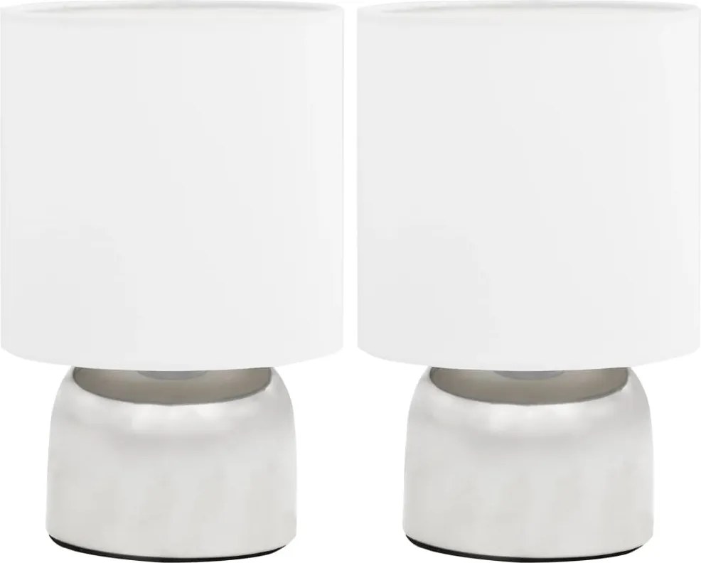 vidaXL Veioze, 2 buc., senzor de atingere, alb, E14