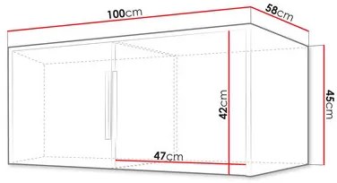 Suprastructură dulap Lenona Lux D2 (Stejar wotan + Negru) . 1104480