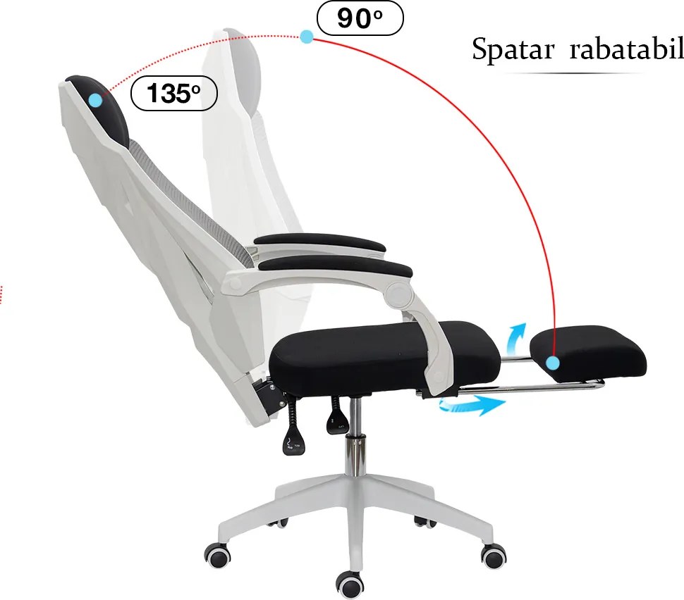 Scaun ergonomic cu suport picioare retractabil OFF 424 gri