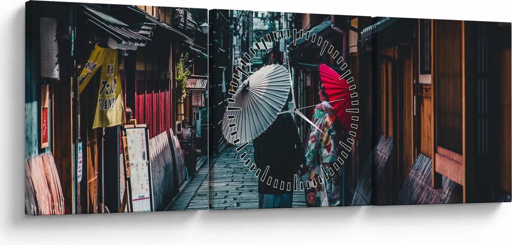 Tablou - Plimbare prin Tokio (cu ceas) (90x30 cm)