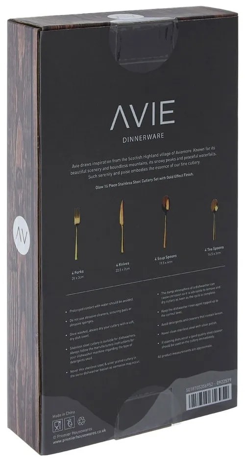 Tacâmuri din oțel inoxidabil auriu 16 buc. Avie – Premier Housewares