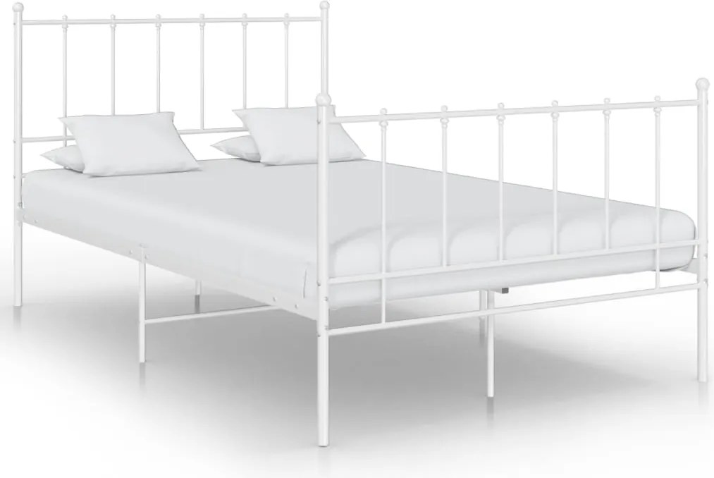 vidaXL Cadru de pat, alb, 120x200 cm, metal