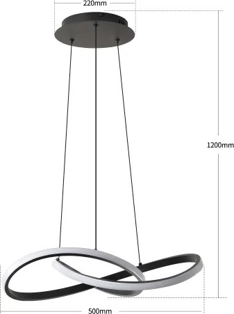 Brilagi - Lustra LED reglabilă suspendată pe cablu INFINITY LED/55W/230V 50x50 cm neagră + telecomandă