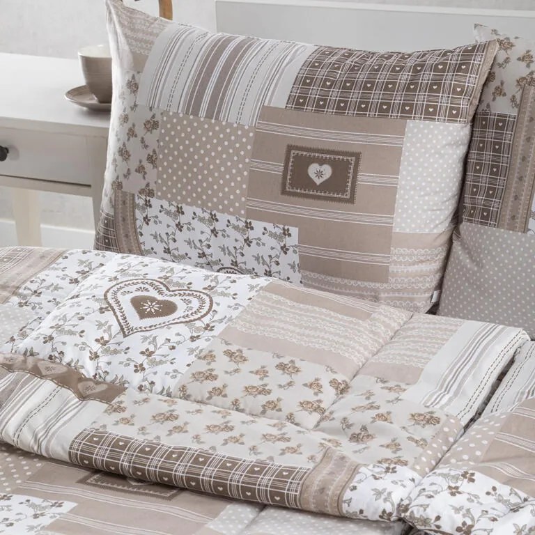 Set de vară pernă şi pilotă PATCHWORK bej