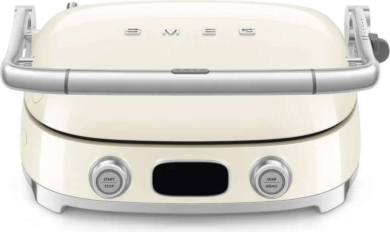Grătar multifuncțional SMEG 50's Style MGF01CREU, 2100 W, 60-230 °C, 3 programe, acoperire ceramică, tavă de scurgere, semnal sonor, cronometru, culoare crem