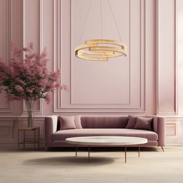 Lustră LED suspendată pe cablu TARJA, LED/36W/230V, 3000/4000/6000K, Ø 60 cm, auriu