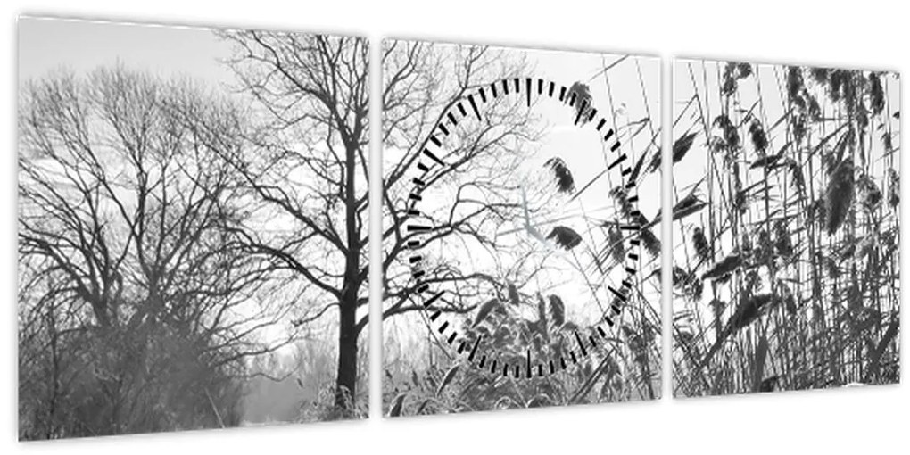 Tablou - Câmpuri în timpul iernii (cu ceas) (90x30 cm)
