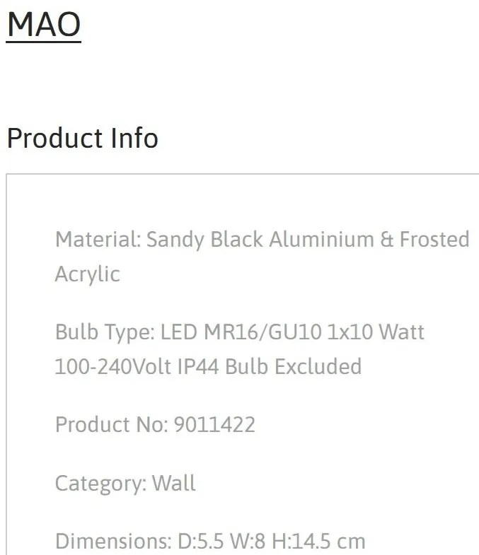 Aplica de perete baie, protectie IP44, MAO, NVL-9011422