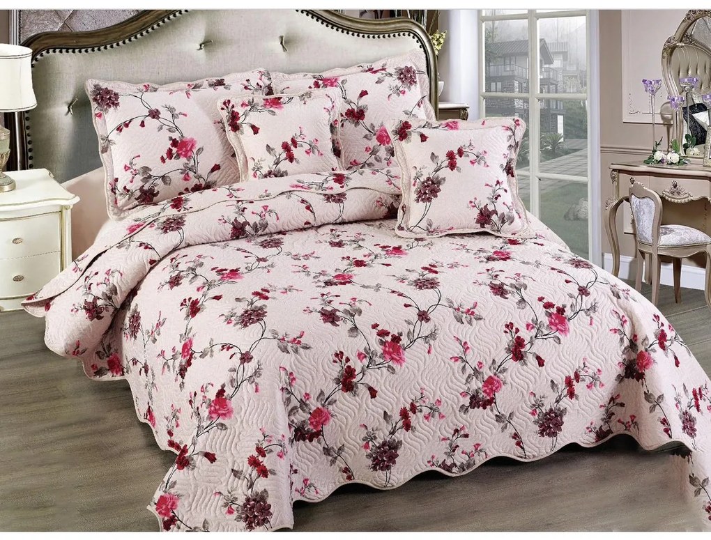 Cuvertura bumbac 100%, 5 piese, pat 2 persoane, 230x250 cm, CB230