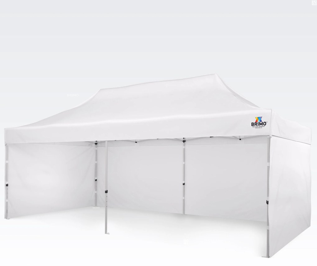 Cortină de petrecere 3x6m cu structură tip foarfecă (3 pereți) - Construcție din oțel și pânză 330g/m² - cu 3 pereți - Alb