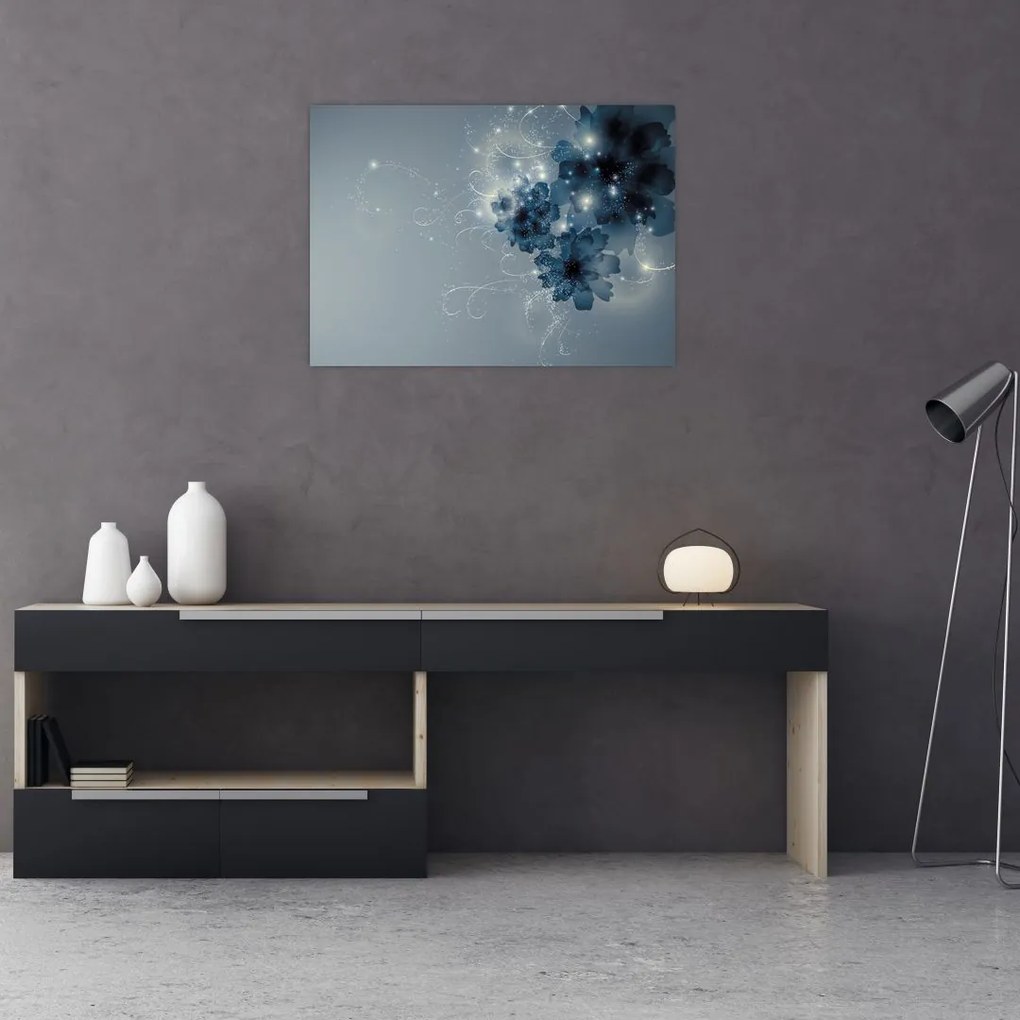 Tablou pe sticlă - Flori delicate (70x50 cm)