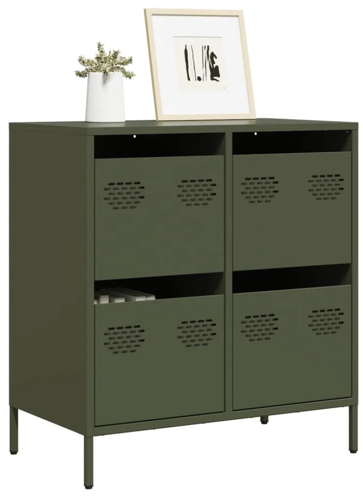 vidaXL Dulap, verde măsliniu, 68x39x73,5 cm, oțel laminat la rece