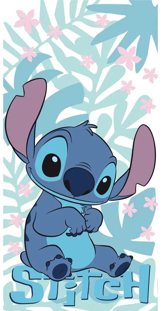 Prosop pentru copii albastru din bumbac 70x140 cm Lilo and Stitch "Palm Leaves" – Jerry Fabrics