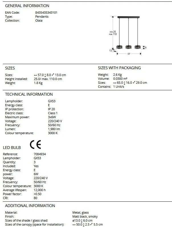 Lustra LED suspendata design modern Olaia 3L Fumuriu