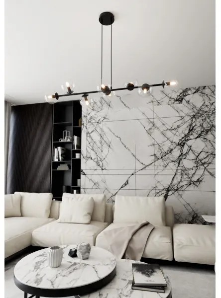 Lustră pe cablu ROSSI 8xE14/10W/230V negru/transparent