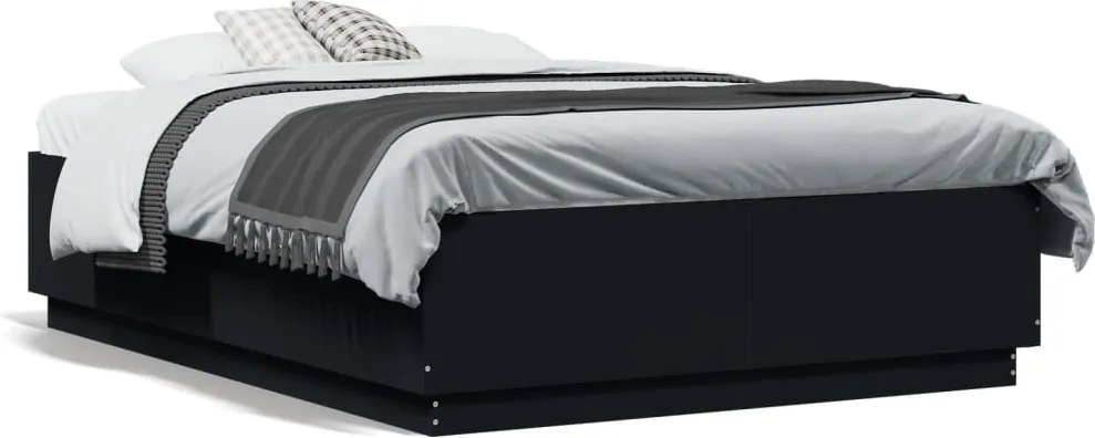 vidaXL Cadru de pat, negru ,135x190 cm, lemn prelucrat