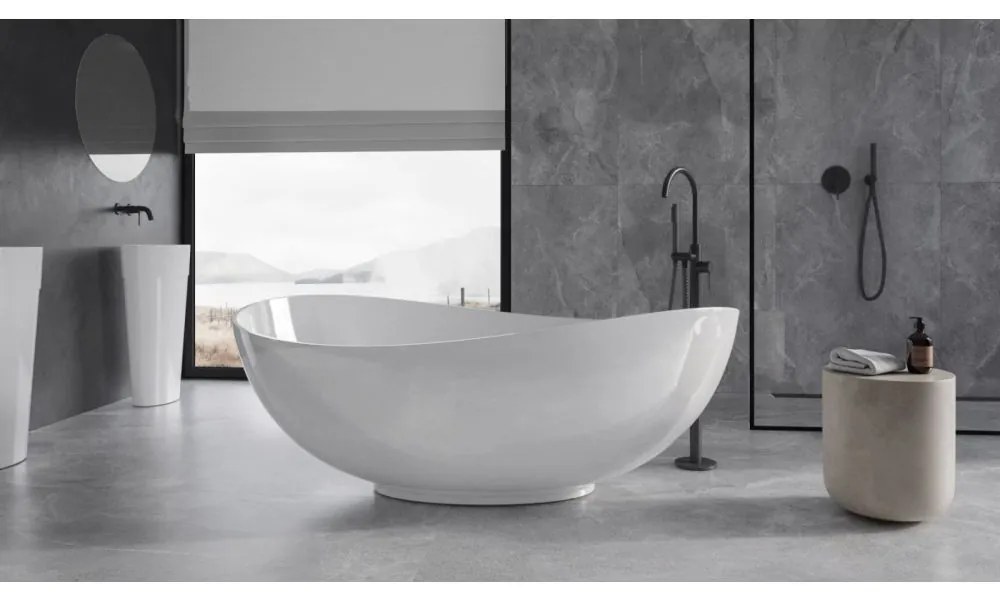 Cada baie freestanding Besco Siya, 172x100 cm, alb mat Alb mat