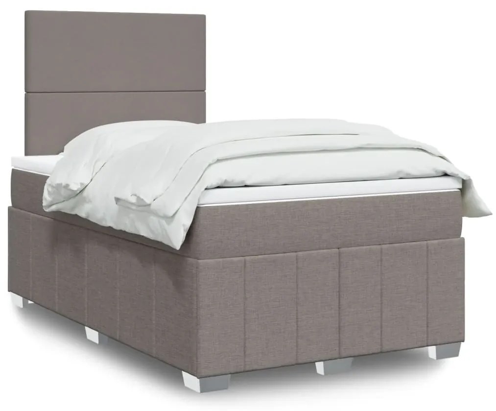 vidaXL Pat box spring cu saltea, gri taupe, 120x200 cm, textil