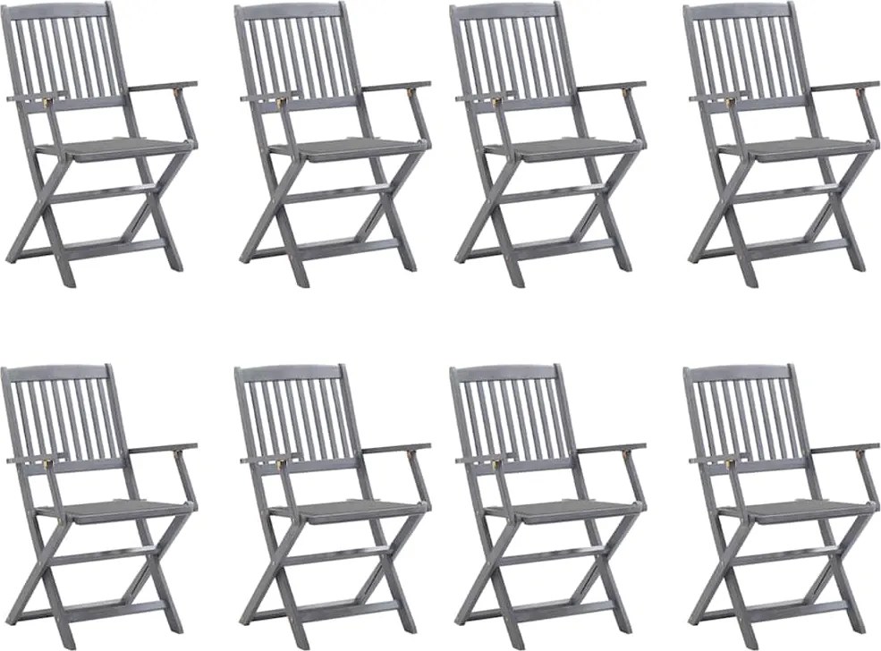 vidaXL Scaune pliabile de exterior cu perne, 8 buc., lemn masiv acacia