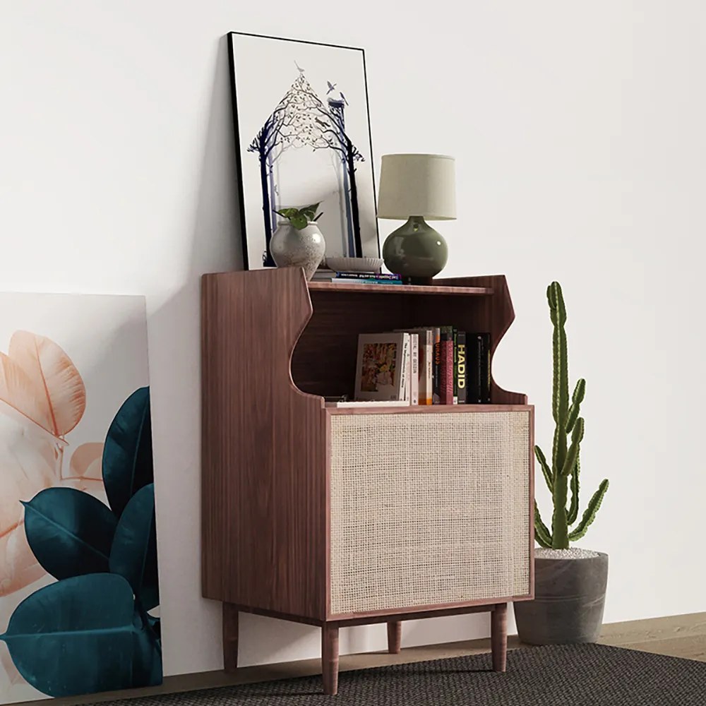 Nightstand japonez în stilul Japandi, culoare nuc DEPRIMO 21856, perfect pentru dormitor by Deprimo