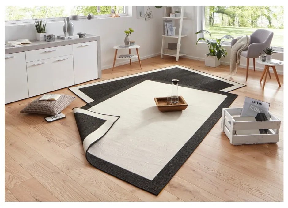 Covor adecvat pentru exterior NORTHRUGS Panama, 80 x 150 cm, negru - crem