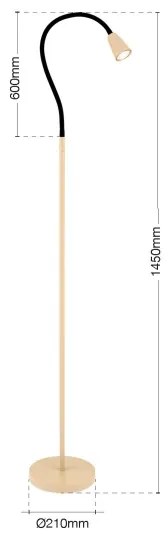 Lampă de podea flexibilă DOTTY Orion 1xGU10/10W/230V bej/negru
