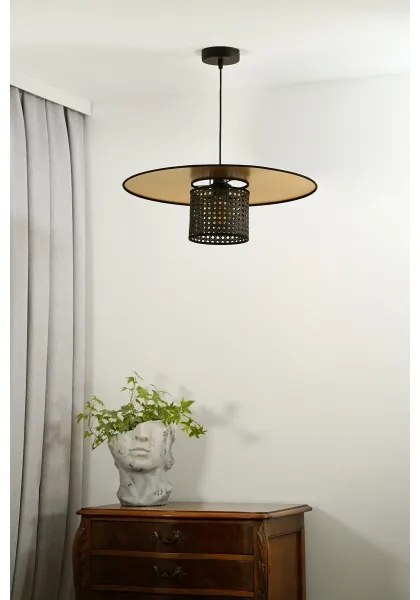 Lustră pe cablu TOKYO Duolla RATTAN 1xE27/15W/230V d. 50 cm auriu/negru