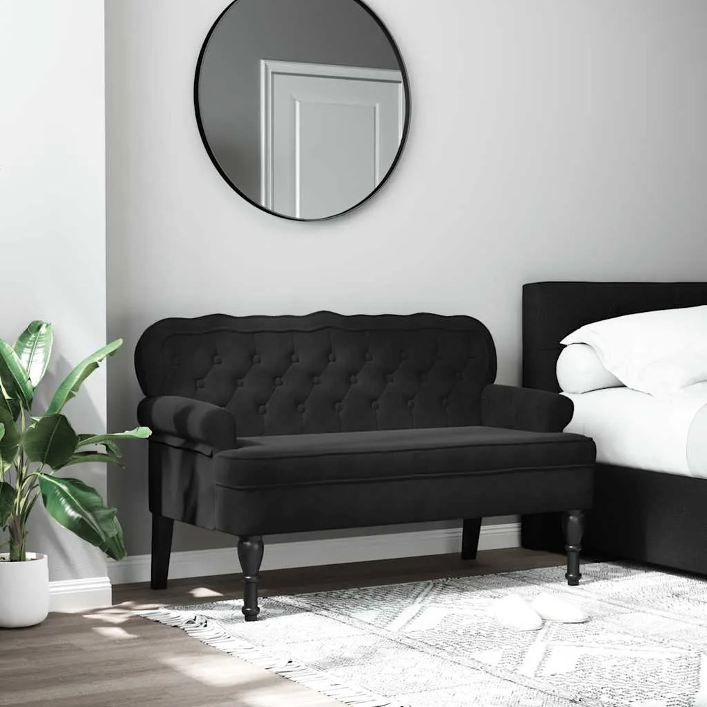 vidaXL Banchetă cu spătar, negru, 119,5x64,5x75 cm, catifea