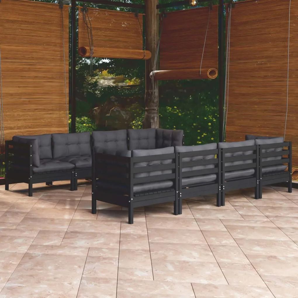 3096170 vidaXL Set mobilier de grădină cu perne, 9 piese, lemn masiv de pin