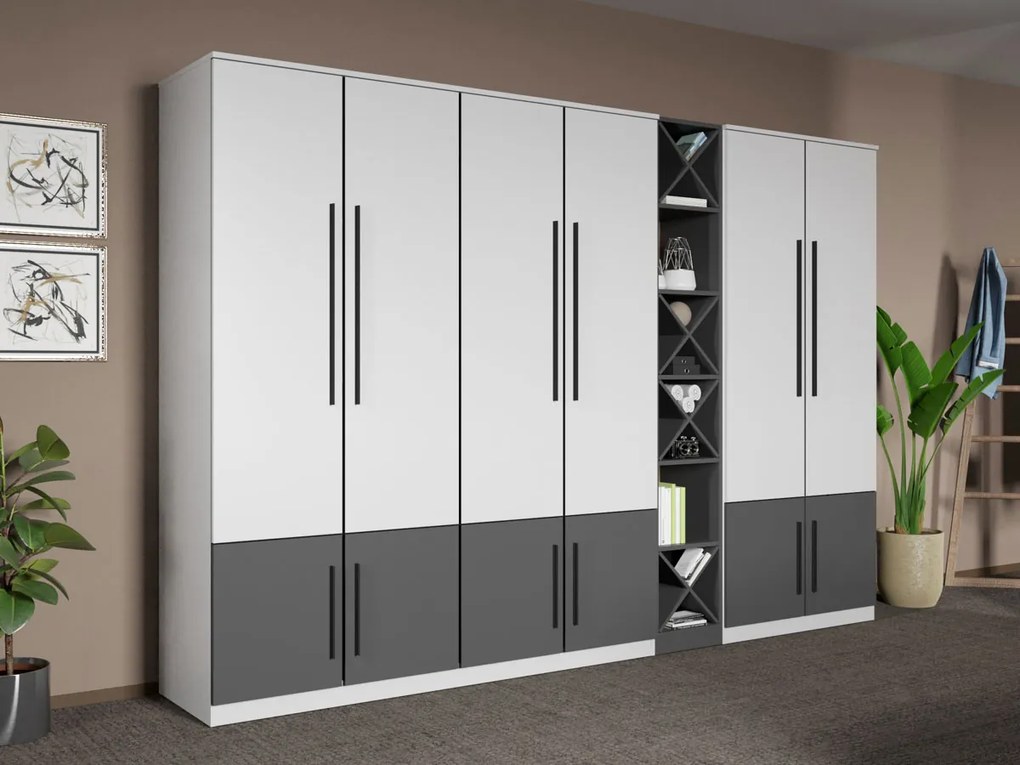 Set mobila dormitor complet Alb/Gri antracit Storm C15