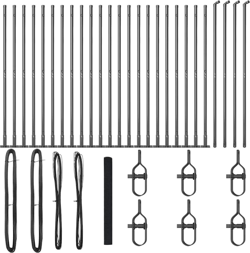 vidaXL Stâlp de gard. Gri 50 x 1,4 m (plasă 12 x 12 mm) Oțel și PVC