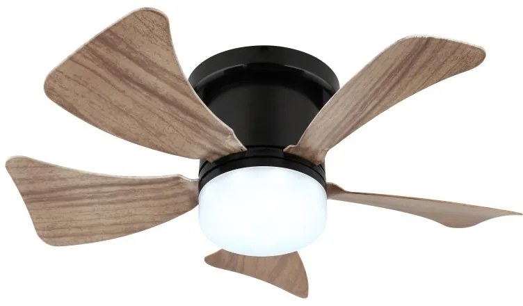 Lustra LED cu ventilator si telecomanda HINES aspect lemn 40cm, 03609H GL