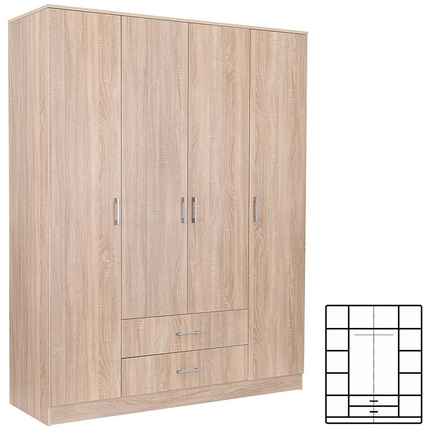 Dulap Miami 160x205 cm stejar sonoma-stejar sonoma