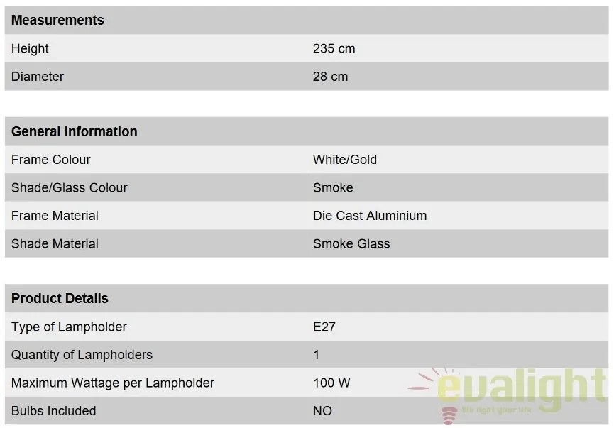 Stalp exterior stil clasic IP43 H235 Puchberg AL 11K/82508 weiß-gold/rauch OR