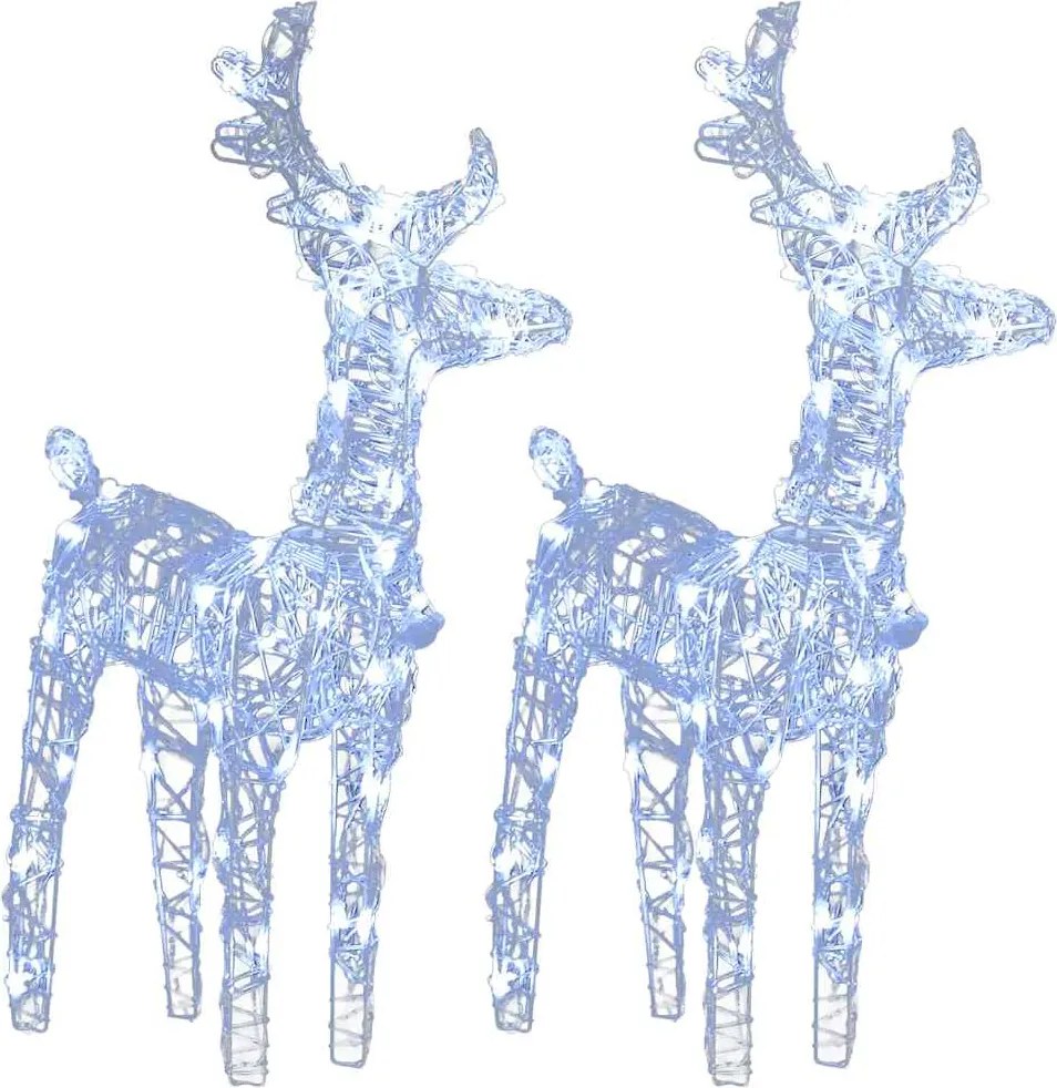 vidaXL Reni de Crăciun, 2 buc., alb rece, 80 LED-uri, acril