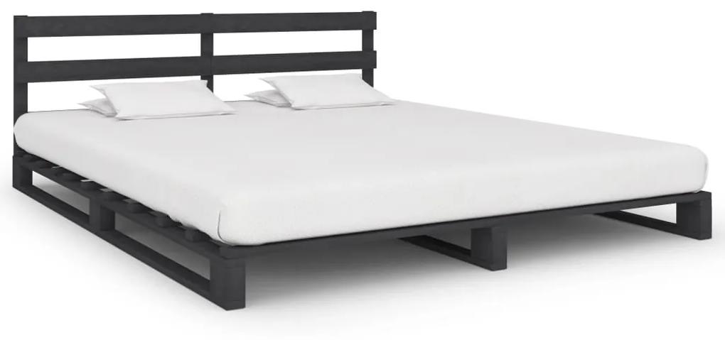 285259 vidaXL Cadru de pat din paleți, gri, 160 x 200 cm, lemn masiv de pin