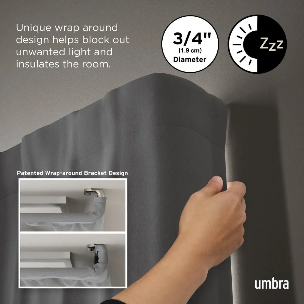 Galerie de perdea 168 - 365 cm extensibilă din oțel Twilight – Umbra